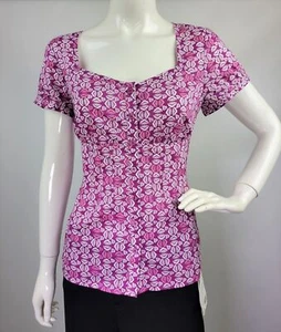 NWT Ann Taylor LOFT Purple cap sleeve button front cotton Blouse Top Sz 0 2 4 8 - Picture 1 of 5