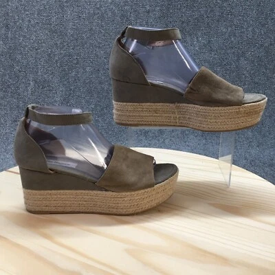 Sandalias Steve Madden Mujer 9 M Apolo Alpargata Cuña Plataforma Cuero Gris Foto 1 de 4