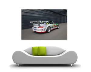 LARGE CANVAS WALL PICTURE WHITE PORSCHE 911 GT3 RS CARRERA STUNNING NEW PRINT - Picture 1 of 2