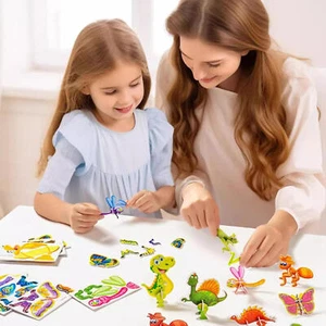 3D Animal Puzzle Jigsaw Puzzles 25pcs Theme Cartoon Puzzle Kit Educational Toys - Picture 1 of 16