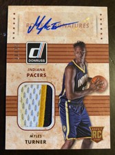 2015-16 DONRUSS ROOKIE SIGNATURES 3 CLR PATCH AUTO RC #ED /25 PACERS HOT