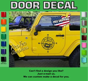 Door Vinyl Decal Graphics Fits Jeep Wrangler D-47 (Compass) - Picture 1 of 3