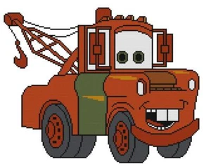 CROSS STITCH+ CRAFT PATTERN Pixar Cars Movie Tow Mater Tow Truck Hook Rusty - Picture 1 of 14