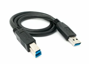 USB 3.0 Cable 50 CM Type B Plug to A Plug Adapter IN Black - Zdjęcie 1 z 4