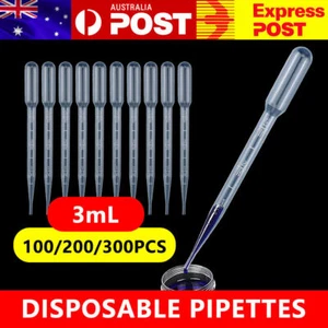 100-300X Plastic Pipettes Eye Dropper Disposable Graduated Transfer Liquid 3mL - Picture 1 of 12