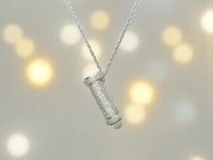 Cubic Pave Kaleidoscope Pendant Necklace Silver 2-Mirror Telescopic Scope Japan - Picture 1 of 3