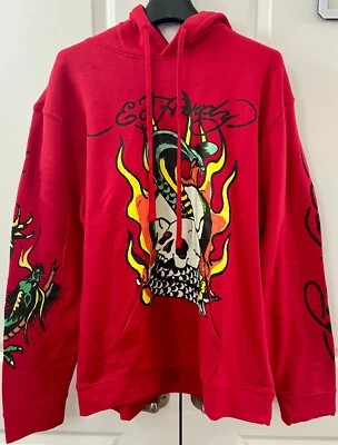 ED HARDY FLAME COBRA SKULL Sudadera con Capucha Roja Para Hombre Talla X-Grande NUEVA Foto 1 de 4