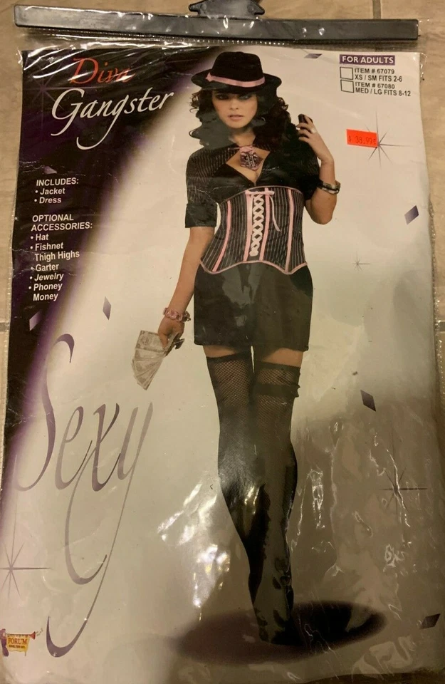 Sexy Diva Gángster Chaqueta y Vestido Conjunto de Disfraz NUEVO Paquete al por menor Para Mujer Mediano Grande Foto 1 de 2