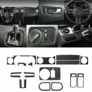 15Pcs Carbon Fiber Full Interior Kit Set Cover Trim For Ford Mustang 2005-2009 - Picture 1 of 12