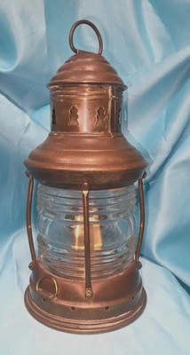 VTG 1960-1980's PERKO Solid Brass Nautical Glass Lantern - Wick Not Used 16 - Image 1 of 4