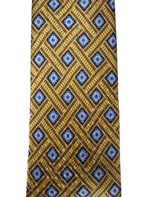 Corbata de seda JZ RICHARDS dorada azul marino tejido canasta diseñador para hombre XL 61" Foto 1 de 3