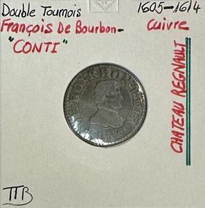 DOUBLE TOURNOIS - FRANCOIS DE BOURBON (1605-1614) Monnaie en Cuivre // TTB - Picture 1 of 2