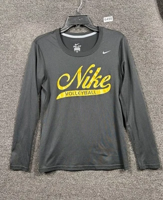 耐克排球衬衫女式小号黑色 Dri Fit 长袖运动上衣 — 第 1/4 张图片