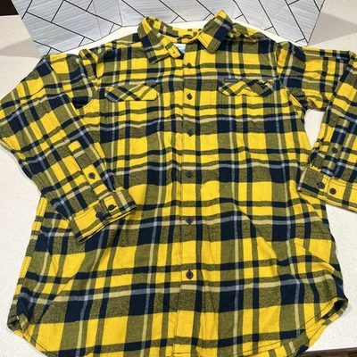 West Virginia Mountaineers Columbia Flare Gun 法兰绒衬衫男式 XL 蓝色金色 — 第 1/4 张图片