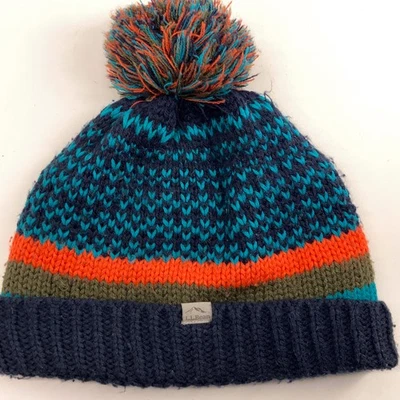 L.L. Bean Kids M – L Colorido Invierno Tejido Pom-Pom Sombrero Foto 1 de 4
