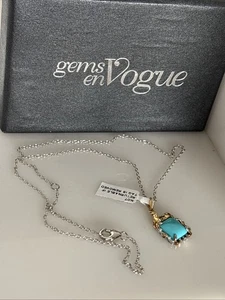 Gems en Vogue Sleeping Beauty Turquoise Scrollwork Pendant & 18" Chain - Picture 1 of 6