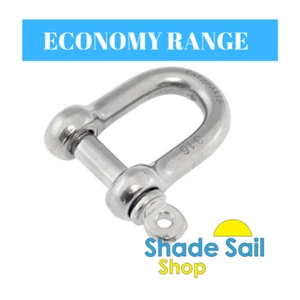 M8 8mm Economy Range Dee D Shackle Forged Shade Sail Accessories Stainless - Picture 1 of 9