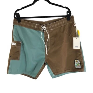 Katin Mens Waterman Trunk Surf Board Shorts Nylon Brown Blue Size 32 - Picture 1 of 3