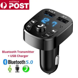 Car Bluetooth Transmitter Receiver Audio Adapter B5.0 USB Charger Speaker LED AU - Picture 1 of 7