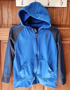 Adidas Sz M (10-12) Blue Climawarm Full Zip Hoodie Athletic - Picture 1 of 5