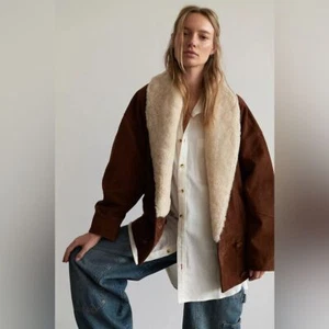 Free People We The Free Bandana Lammfelljacke Neu ohne Etikett Gr. M - Bild 1 von 16