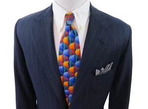 Oxxford Clothes Men Wool Dark Blue Striped Blazer Suit Jacket Sport Coat 42R USA - Picture 1 of 14