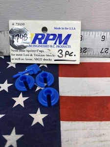 RPM 73155 Blue Lower Spring Cups: 1/10 Losi,Traxxas,HPI Savage {{3pc}} USA Shipp - Picture 1 of 2