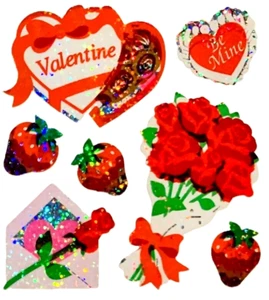 *VINTAGE* Glittery VALENTINE theme Sandylion Stickers - 1 square - Picture 1 of 1