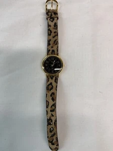 Women’s Quartz Wrist Watch W/Leopard Print Leather Band,untested , Needs Battery - Picture 1 of 11