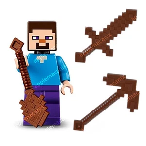 NEW LEGO 21120 Minecraft The Snow Hideout STEVE Minifigure Wood Pickaxe Sword - Picture 1 of 1