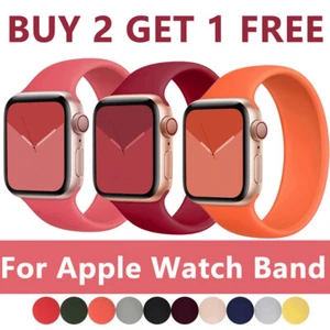 Silicone Band Solo Bracelet Loop Strap For Apple Watch Ultra 8 7 6 5 4 3 2 1 SE - Picture 1 of 37