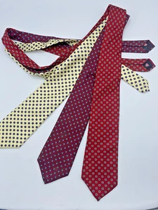 The Custom Shop Ties 100% Silk Lot of 3 Red, Burgundy, Yellow Floral - Picture 1 of 7