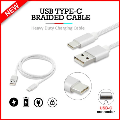B2G1 USB Type-C 10' Braided Cable for Nokia 2 V Tella/8 V 5G UW/C2 Tava/C5 Endi - Image 1 of 4