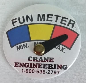 Divertido medidor de ingeniería de grúa logotipo botón trasero 1987 - Imagen 1 de 4