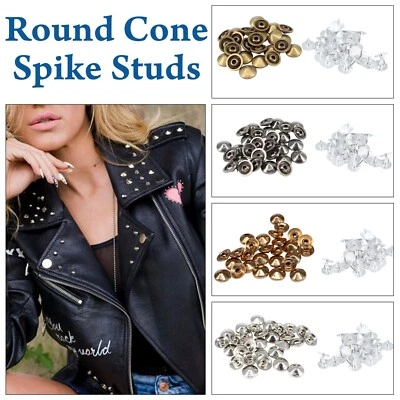 100pcs Ottone Basso Cono Rivetti Con Lega Retro Spille Pelle Giacca Coat Borse - Immagine 1 di 4