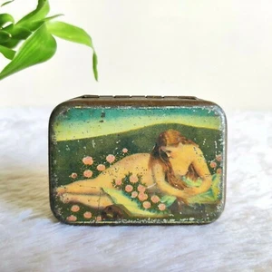 1930s Vintage George Dralle Half Nude Lady Floral Graphics Advertising Tin TB639 - Picture 1 of 7