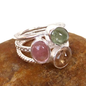 Natural Multi Color Tourmaline Ring 925 Sterling Silver Tourmaline Ring-TR085 - Picture 1 of 3