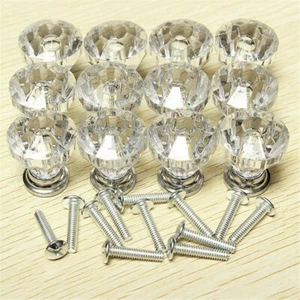 25Pcs Diamond Clear Crystal Dresser Knobs Drawer Pull Handle Cabinet Door USA - Picture 1 of 10