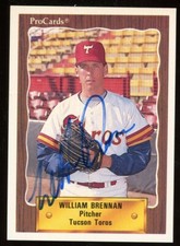 1990 Tucson Toros WILLIAM BRENNAN Signed Card autograph AUTO CUBS DODGERS