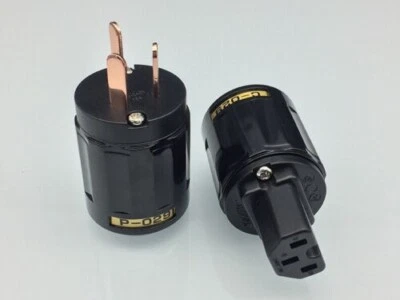 Pair P029 C029 Red copper Plated AU Male AC Power Plug IEC Cable Connector DIY - Image 1 of 3