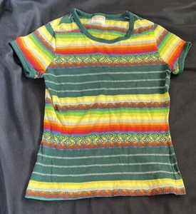 Vintage 70s SEARS Young Teen Kids RANBOW STRIPED Short Sleeve MCM T-Shirt ~ 10T/12T - Bild 1 von 10