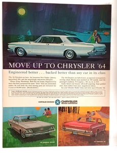 1964 Chrysler New Yorker, 300 usw.  Vintage Zeitschriftenwerbung laminiert zum Schutz - Bild 1 von 1