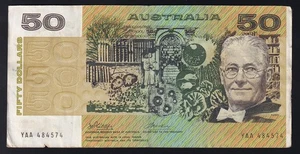 Australia R-505 F. (1973) 50 Dollars - Phillips/Wheeler. 1st Prefix YAA. VF - Bild 1 von 2