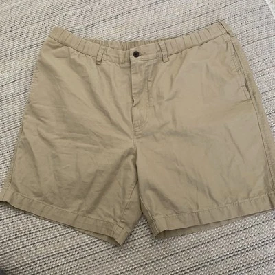 Lands End 短裤男式 40 卡其色弹性腰抽绳棉斜纹口袋 — 第 1/4 张图片