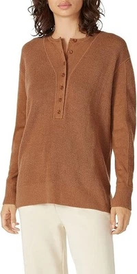 Suéter Thakoon Collective Botón Henley con Toque de Lana Waffle en Marrón Dorado S Foto 1 de 4