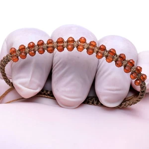 Feuriger natürlicher Hessonit Granat Edelstein Handarbeit Mikro Makramee Kristall Armband - Bild 1 von 15