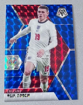 Mosaico Panini 2021 UEFA EURO fútbol PHIL FODEN mosaico azul Prizm # 59/99 Foto 1 de 2