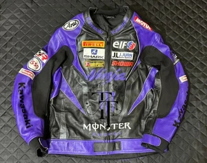 Kawasaki Ninja blue black Men Motorbike Racing Cowhide Leather Jacket - Picture 1 of 4