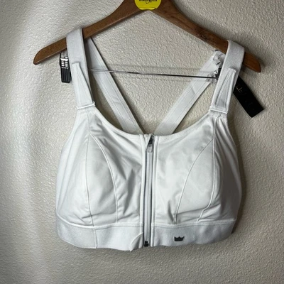 Shefit White Ultimate High Impact SportsBra Front Zip Adjustable Strap NEW 3LUXE - Image 1 of 4