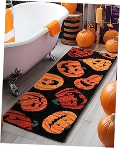 DEXDE Herbst Halloween Badteppiche Läufer Kürbisse lang Badematte für Herbst  - Bild 1 von 7